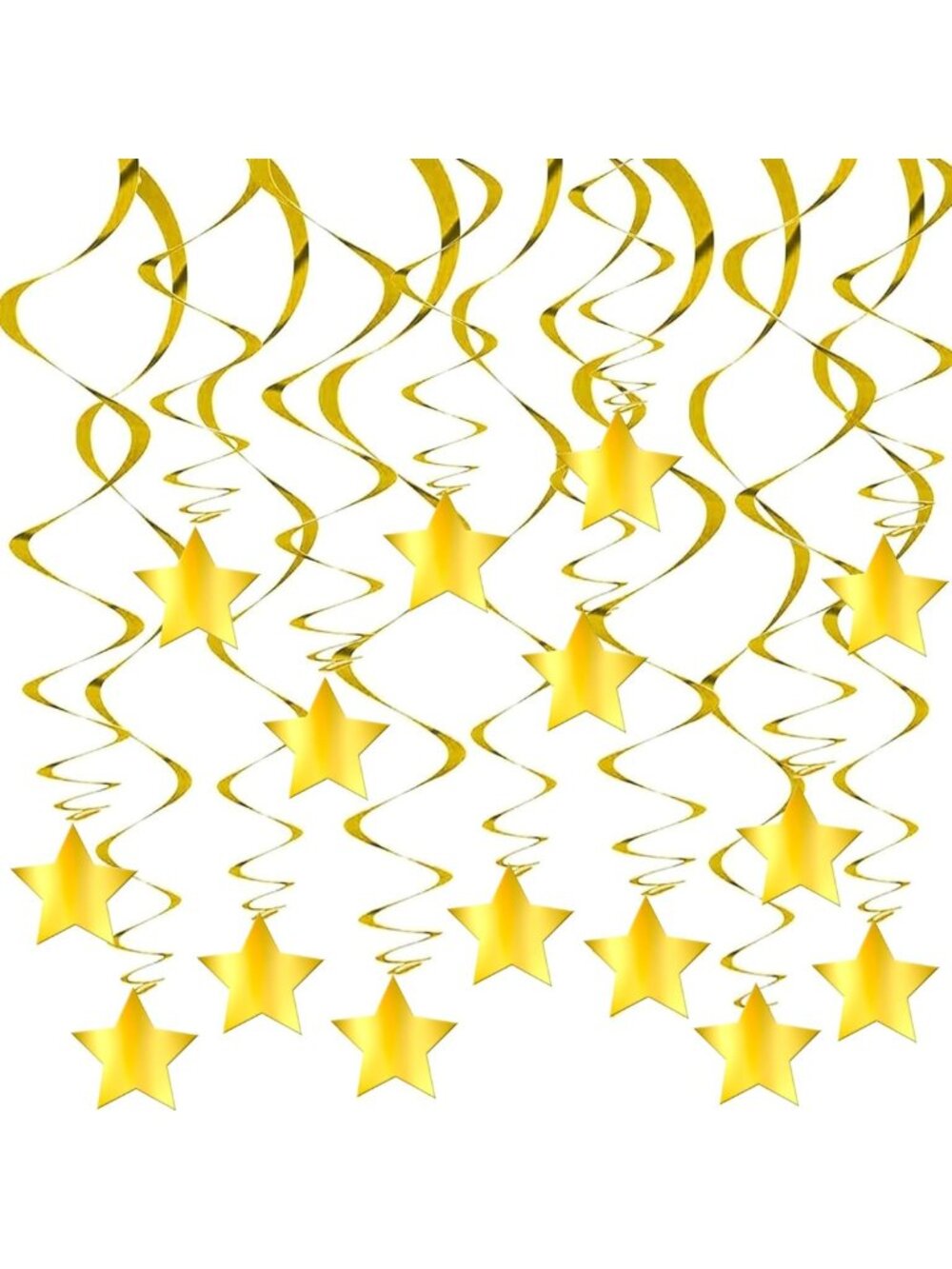 Gold Star Hanging Swirls Decorations - 30 Pack, Perfect for Party Decor